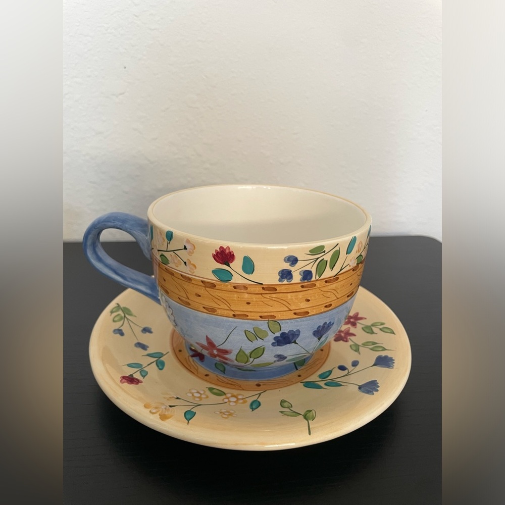 Certified International Corporation Large Coffee/Tea/Soup Mug 24 oz and Plate